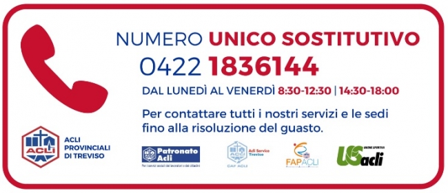 Attivo il numero unico sostitutivo per contattarci: 0422 1836144