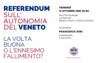 Incontro sul referendum del Veneto a Pieve di Soligo il 13 ottobre