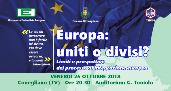 "Europa: uniti o divisi?" a Conegliano il 26 ottobre
