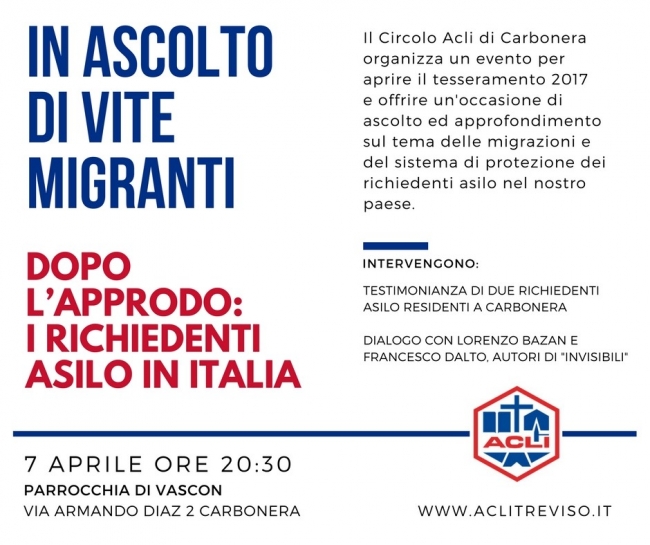 In ascolto di vite migranti. Incontro il 7 aprile a Vascon