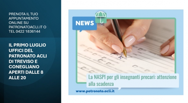 Naspi insegnanti: giornata dedicata in Patronato Acli
