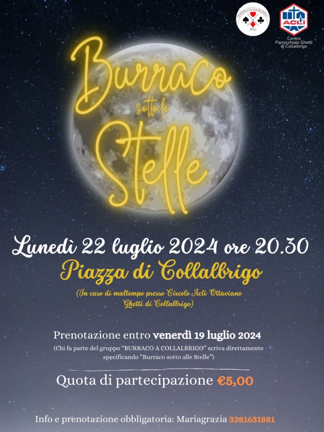 Burraco Sotto le Stelle a Collalbrigo