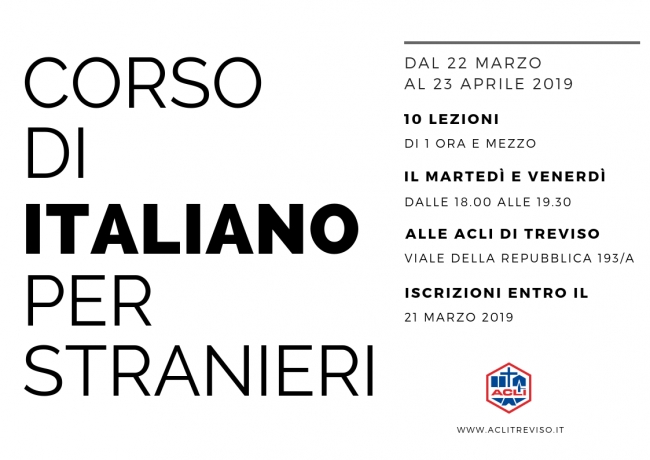 Corso di italiano per stranieri: nuova edizione a marzo e aprile 2019